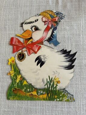 Vintage Duck Die-Cut Wall Art with Pink Bow